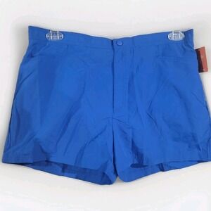 Lands End Swim Shorts Built in Briefs Size 12 Blue Nylon Pockets Beach Vacation